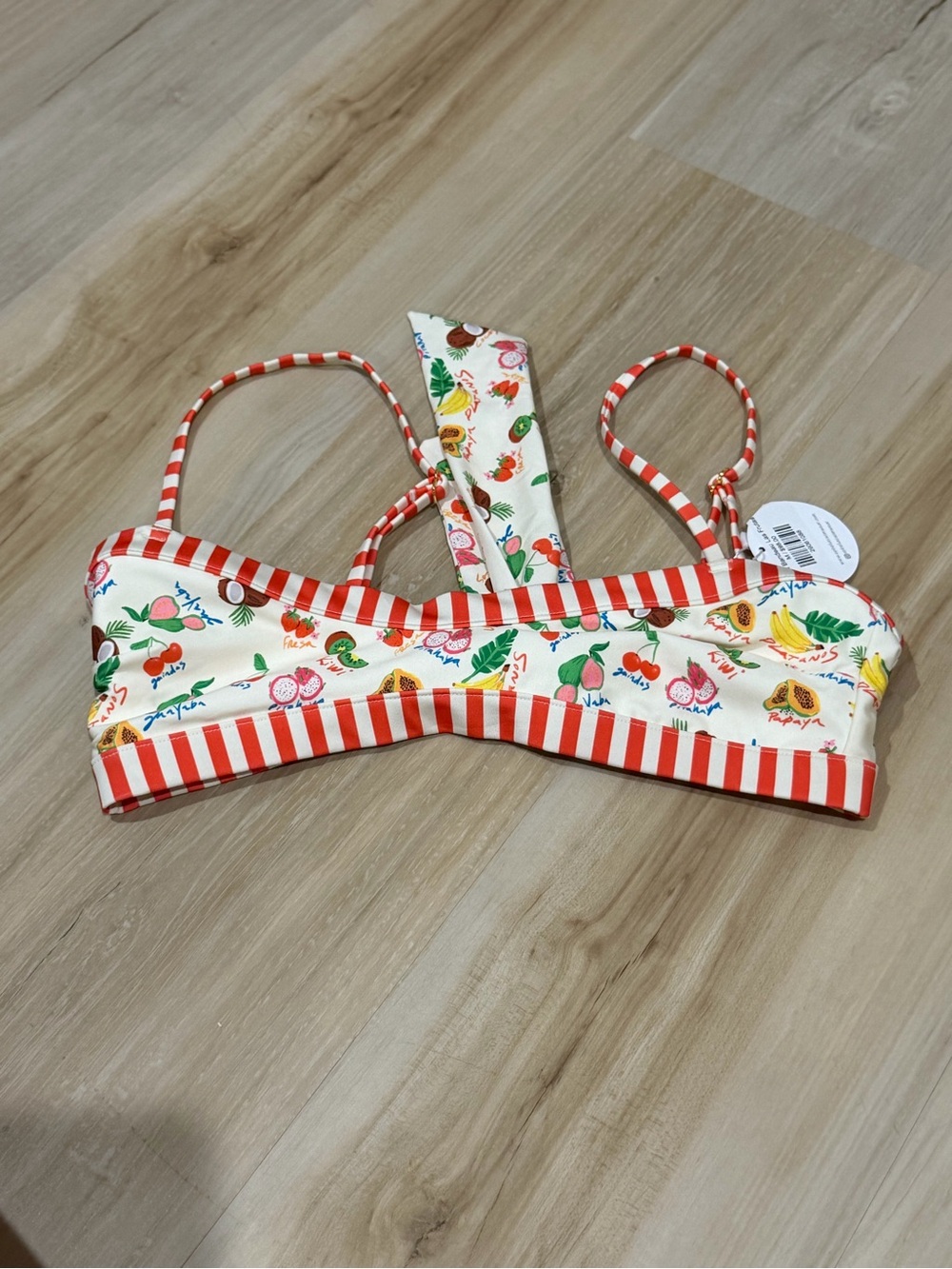 Ophelia & Co. Cream Bikini Top with Red Stripe Trim
